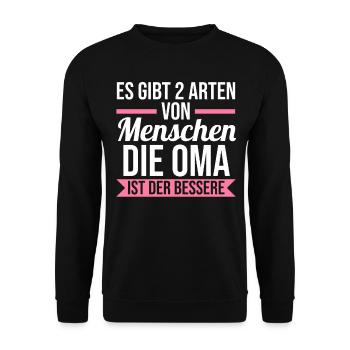 Großmutter Großmama Omi Oma - Unisex Pullover - Schwarz - Vorne - Alina (178cm) & Michal (187cm)