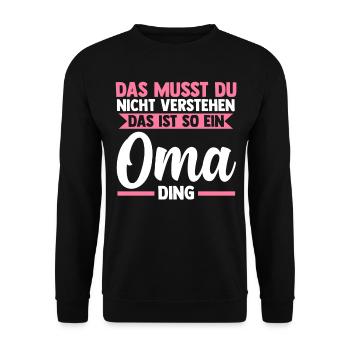 Großmutter Großmama Omi Oma - Unisex Pullover - Schwarz - Vorne - Alina (178cm) & Michal (187cm)