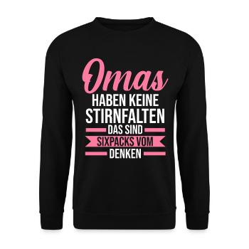 Großmutter Großmama Omi Oma - Unisex Pullover - Schwarz - Vorne - Alina (178cm) & Michal (187cm)