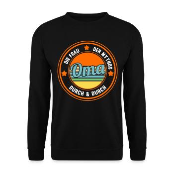 Großmutter Großmama Omi Oma - Unisex Pullover - Schwarz - Vorne - Alina (178cm) & Michal (187cm)