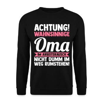 Großmutter Großmama Omi Oma - Unisex Pullover - Schwarz - Vorne - Alina (178cm) & Michal (187cm)