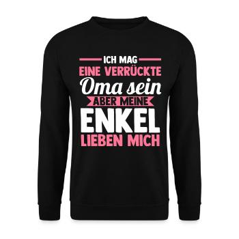 Großmutter Großmama Omi Oma - Unisex Pullover - Schwarz - Vorne - Alina (178cm) & Michal (187cm)