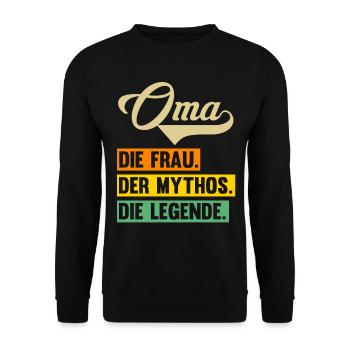 Großmutter Großmama Omi Oma - Unisex Pullover - Schwarz - Vorne - Alina (178cm) & Michal (187cm)