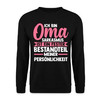 Großmutter Großmama Omi Oma - Unisex Pullover - Schwarz - Vorne - Alina (178cm) & Michal (187cm)