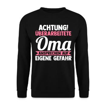 Großmutter Großmama Omi Oma - Unisex Pullover - Schwarz - Vorne - Alina (178cm) & Michal (187cm)