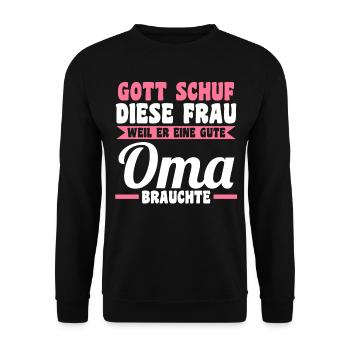 Großmutter Großmama Omi Oma - Unisex Pullover - Schwarz - Vorne - Alina (178cm) & Michal (187cm)