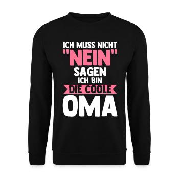 Großmutter Großmama Omi Oma - Unisex Pullover - Schwarz - Vorne - Alina (178cm) & Michal (187cm)