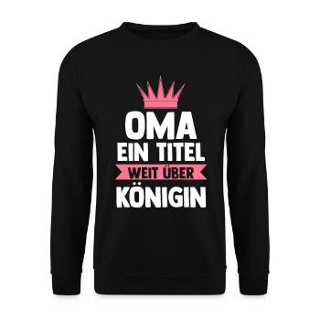 Großmutter Großmama Omi Oma - Unisex Pullover - Schwarz - Vorne - Alina (178cm) & Michal (187cm)