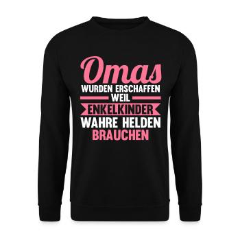 Großmutter Großmama Omi Oma - Unisex Pullover - Schwarz - Vorne - Alina (178cm) & Michal (187cm)
