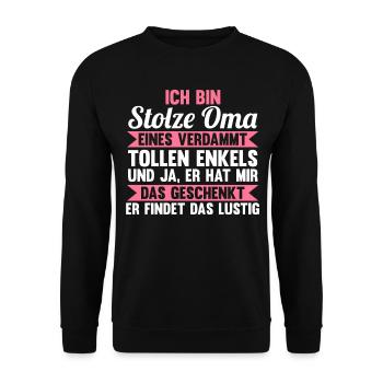 Großmutter Großmama Omi Oma - Unisex Pullover - Schwarz - Vorne - Alina (178cm) & Michal (187cm)