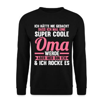 Großmutter Großmama Omi Oma - Unisex Pullover - Schwarz - Vorne - Alina (178cm) & Michal (187cm)