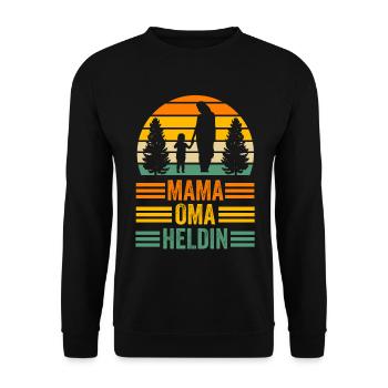 Großmutter Großmama Omi Oma - Unisex Pullover - Schwarz - Vorne - Alina (178cm) & Michal (187cm)