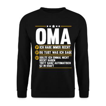 Großmutter Großmama Omi Oma - Unisex Pullover - Schwarz - Vorne - Alina (178cm) & Michal (187cm)