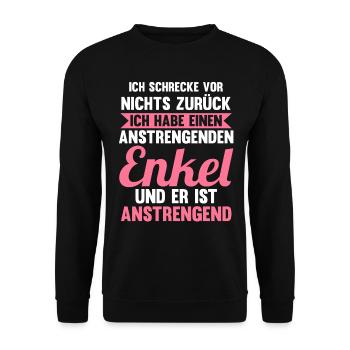 Großmutter Großmama Omi Oma - Unisex Pullover - Schwarz - Vorne - Alina (178cm) & Michal (187cm)