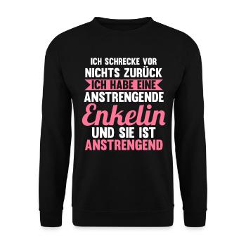 Großmutter Großmama Omi Oma - Unisex Pullover - Schwarz - Vorne - Alina (178cm) & Michal (187cm)