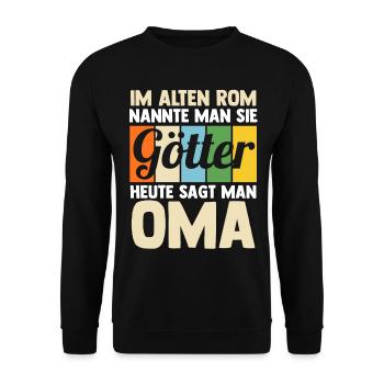Großmutter Großmama Omi Oma - Unisex Pullover - Schwarz - Vorne - Alina (178cm) & Michal (187cm)