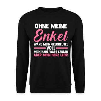 Großmutter Großmama Omi Oma - Unisex Pullover - Schwarz - Vorne - Alina (178cm) & Michal (187cm)