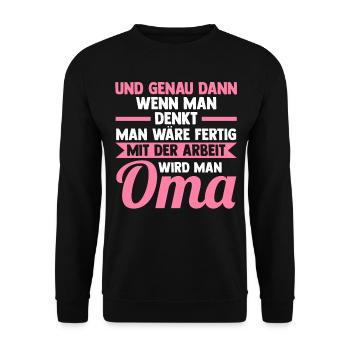 Großmutter Großmama Omi Oma - Unisex Pullover - Schwarz - Vorne - Alina (178cm) & Michal (187cm)