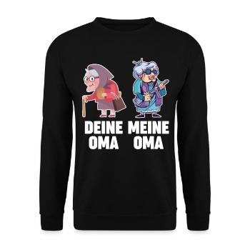 Großmutter Großmama Omi Oma - Unisex Pullover - Schwarz - Vorne - Alina (178cm) & Michal (187cm)