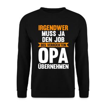 Großvater Großpapa Opi Opa - Unisex Pullover - Schwarz - Vorne - Alina (178cm) & Michal (187cm)