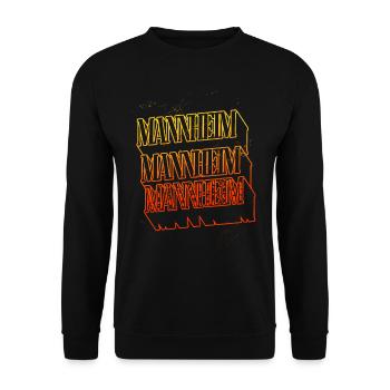 Mannheim Deutschland Stadt Skyline Heimat Schrift - Unisex Pullover - Schwarz - Vorne - Alina (178cm) & Michal (187cm)