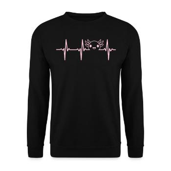 Axolotl Lover Kawaii Axolotl Heartbeat Axolotl - Unisex Sweatshirt - black - Front - Alina (178cm) & Michal (187cm)