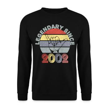 2002| Vintage Legendary seit 2002 Jubiläum - Unisex Pullover - Schwarz - Vorne - Alina (178cm) & Michal (187cm)
