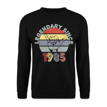 1985 | Vintage Legendär seit 1985 Jubiläum - Unisex Pullover - Schwarz - Vorne - Alina (178cm) & Michal (187cm)