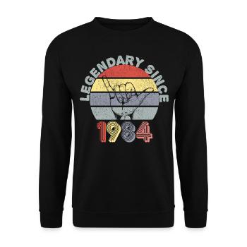 1984 | Vintage Legendär seit 1984 Jubiläum - Unisex Pullover - Schwarz - Vorne - Alina (178cm) & Michal (187cm)
