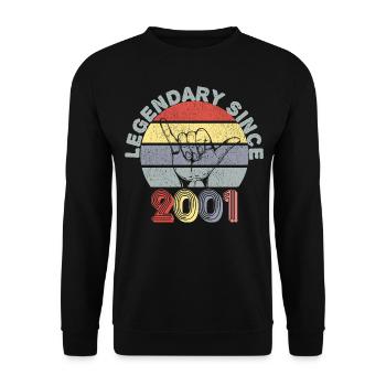 2001 | Vintage Legendär seit 2001 Jubiläum - Unisex Pullover - Schwarz - Vorne - Alina (178cm) & Michal (187cm)