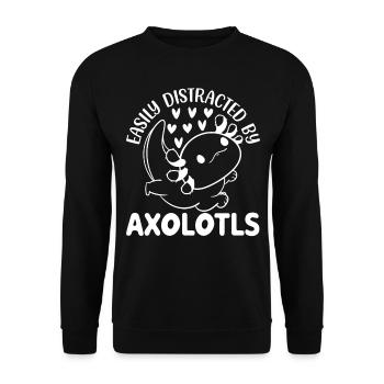 Axolotl Kawaii Axolotl Lover - Facilement distrait B - Sweat-shirt Unisexe - noir - Devant - Alina (178cm) & Michal (187cm)