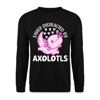 Axolotl Lover Mignon Axolotls - Facilement distrait par - Sweat-shirt Unisexe - noir - Devant - Alina (178cm) & Michal (187cm)