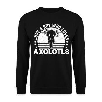 Axolotl I Just A Boy Who Loves Axolotls - Unisex Sweatshirt - black - Front - Alina (178cm) & Michal (187cm)