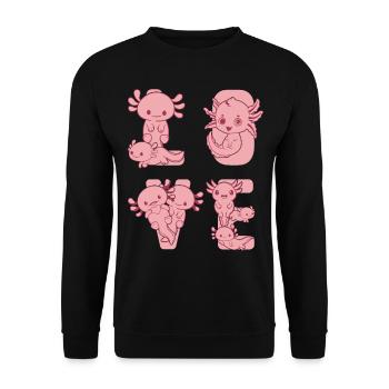 Axolotl Lover Axolotl LOVE Mignon Axolotl Kawaii Axo - Sweat-shirt Unisexe - noir - Devant - Alina (178cm) & Michal (187cm)
