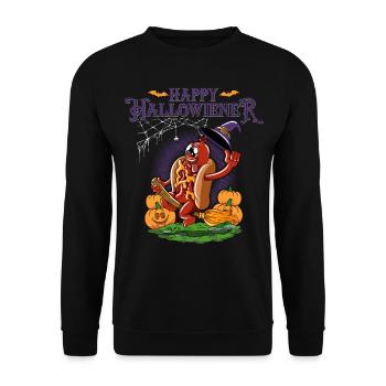Happy Hello Viennese Witch Costume Funny Viennese - Unisex Sweatshirt - black - Front - Alina (178cm) & Michal (187cm)