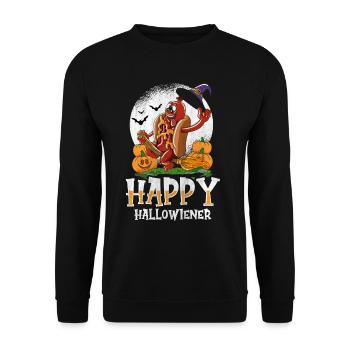 Happy Hello Viennese Witch Costume Funny Viennese - Unisex Sweatshirt - black - Front - Alina (178cm) & Michal (187cm)