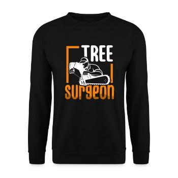Arbor surgeon Arborist Job Lumberjack Chainsaw - Unisex Sweatshirt - black - Front - Alina (178cm) & Michal (187cm)