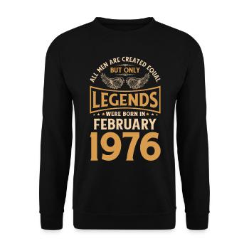 Anniversaire Les légendes sont nées en février 1976 - Sweat-shirt Unisexe - noir - Devant - Alina (178cm) & Michal (187cm)