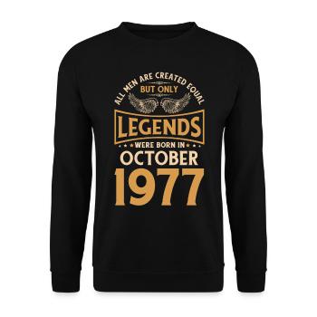 Geburtstag Die Legenden wurden im Oktober 1977 geb - Unisex Pullover - Schwarz - Vorne - Alina (178cm) & Michal (187cm)