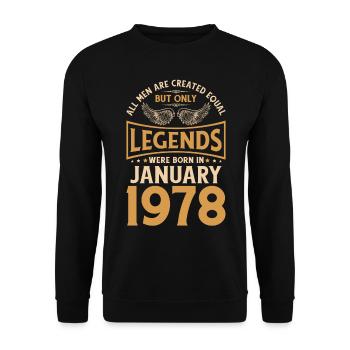 Anniversaire Les Légendes ont été gebo en janvier 1978 - Sweat-shirt Unisexe - noir - Devant - Alina (178cm) & Michal (187cm)