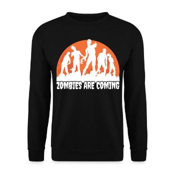 Les zombies arrivent Horreur effrayante Costume d’Halloween - Sweat-shirt Unisexe - noir - Devant - Alina (178cm) & Michal (187cm)