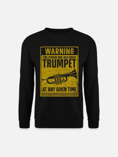 Trumpet Player Vintage Warning - Unisex Pullover - Schwarz
