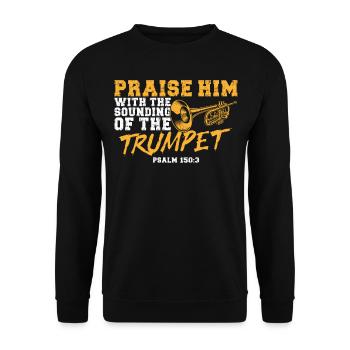 Trumpet Player Vintage Praise Him - Unisex Pullover - Schwarz - Vorne - Alina (178cm) & Michal (187cm)