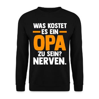 Großvater Großpapa Opi Opa - Unisex Pullover - Schwarz - Vorne - Alina (178cm) & Michal (187cm)
