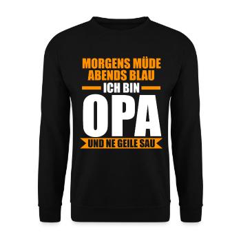 Großvater Großpapa Opi Opa - Unisex Pullover - Schwarz - Vorne - Alina (178cm) & Michal (187cm)