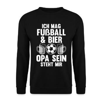 Großvater Großpapa Opi Fußball Bier Opa - Unisex Pullover - Schwarz - Vorne - Alina (178cm) & Michal (187cm)
