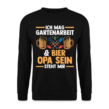Großvater Großpapa Opi Garten Gartenarbeit Opa - Unisex Pullover - Schwarz - Vorne - Alina (178cm) & Michal (187cm)