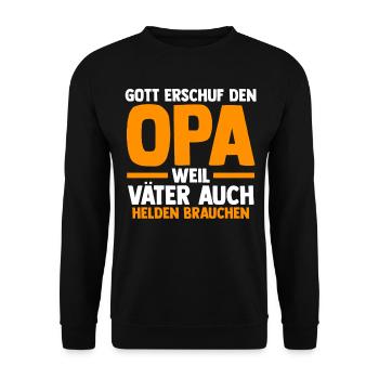 Großvater Großpapa Opi Opa - Unisex Pullover - Schwarz - Vorne - Alina (178cm) & Michal (187cm)