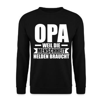 Großvater Großpapa Opi Opa - Unisex Pullover - Schwarz - Vorne - Alina (178cm) & Michal (187cm)