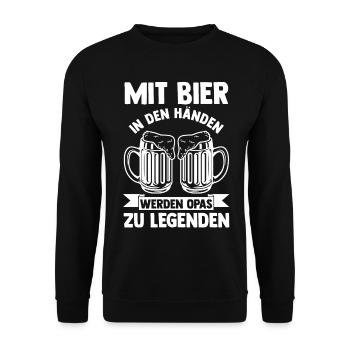 Großvater Großpapa Bier Opi Opa - Unisex Pullover - Schwarz - Vorne - Alina (178cm) & Michal (187cm)